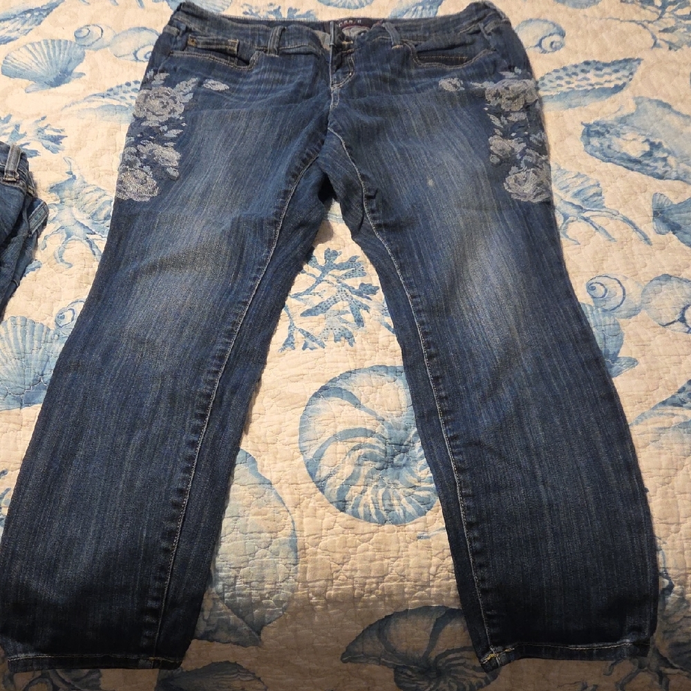 Torrid Blue Floral Women's Straight Leg Jeans